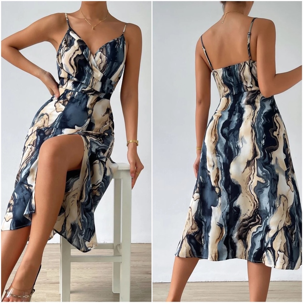 Luxe Water Color Slit Leg Cami dress - Picture 3 of 6